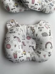 Koyu Pembe Dama Unicorn Poplin Düz Kafa Yastığı