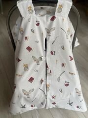 Bej Örgü Harry Potter Poplin Çift Yönlü Puset Örtüsü