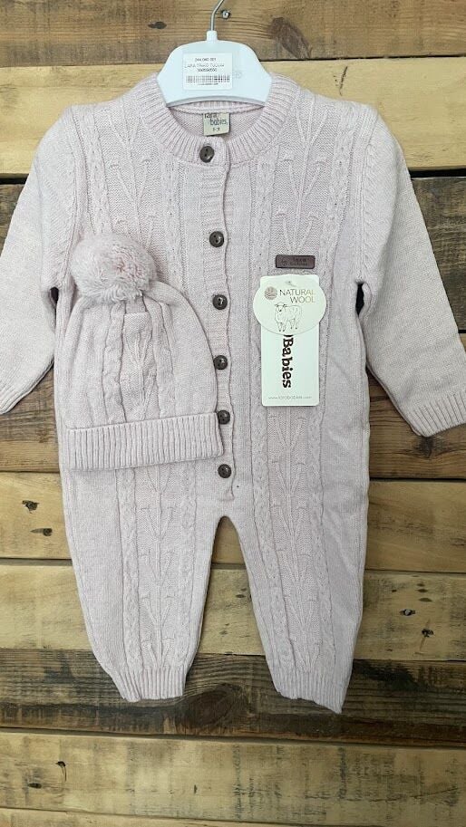 Pembe Örgü Desenli Triko Tulum