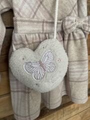 Ekose Desenli Aksesuarlı Elbise