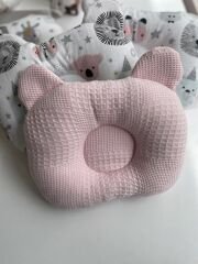 Pembe Dama Neşeli Kafalar Müslin Düz Kafa Yastığı