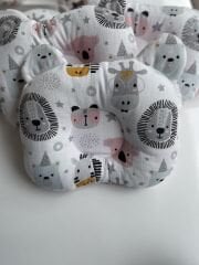 Pembe Dama Neşeli Kafalar Müslin Düz Kafa Yastığı