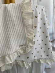 Krem Örgü Gold Mickey Fırfırlı Pike