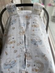 Uyuyan Ördek Müslin Mavi Ponponlu Puset Örtüsü