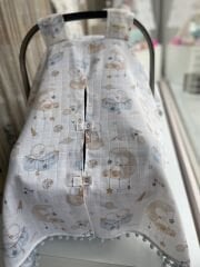 Uyuyan Ördek Müslin Mavi Ponponlu Puset Örtüsü