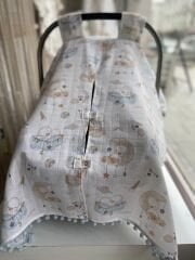 Uyuyan Ördek Müslin Mavi Ponponlu Puset Örtüsü