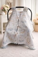 Uyuyan Ördek Müslin Mavi Ponponlu Puset Örtüsü