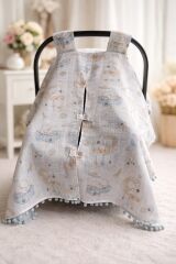 Uyuyan Ördek Müslin Mavi Ponponlu Puset Örtüsü